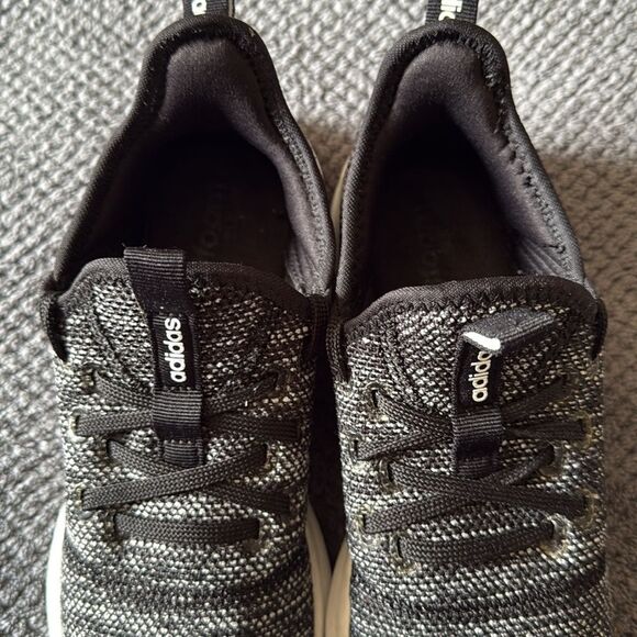 Adidas Cloudfoam Pure Black White Knit Slip-On Running Sneakers Size 6 - Picture 7 of 13